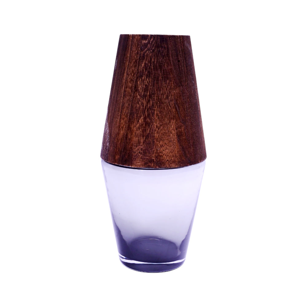 VASE GLASS WITH WOOD 3017-13 Default Title - MamasJan Decoration