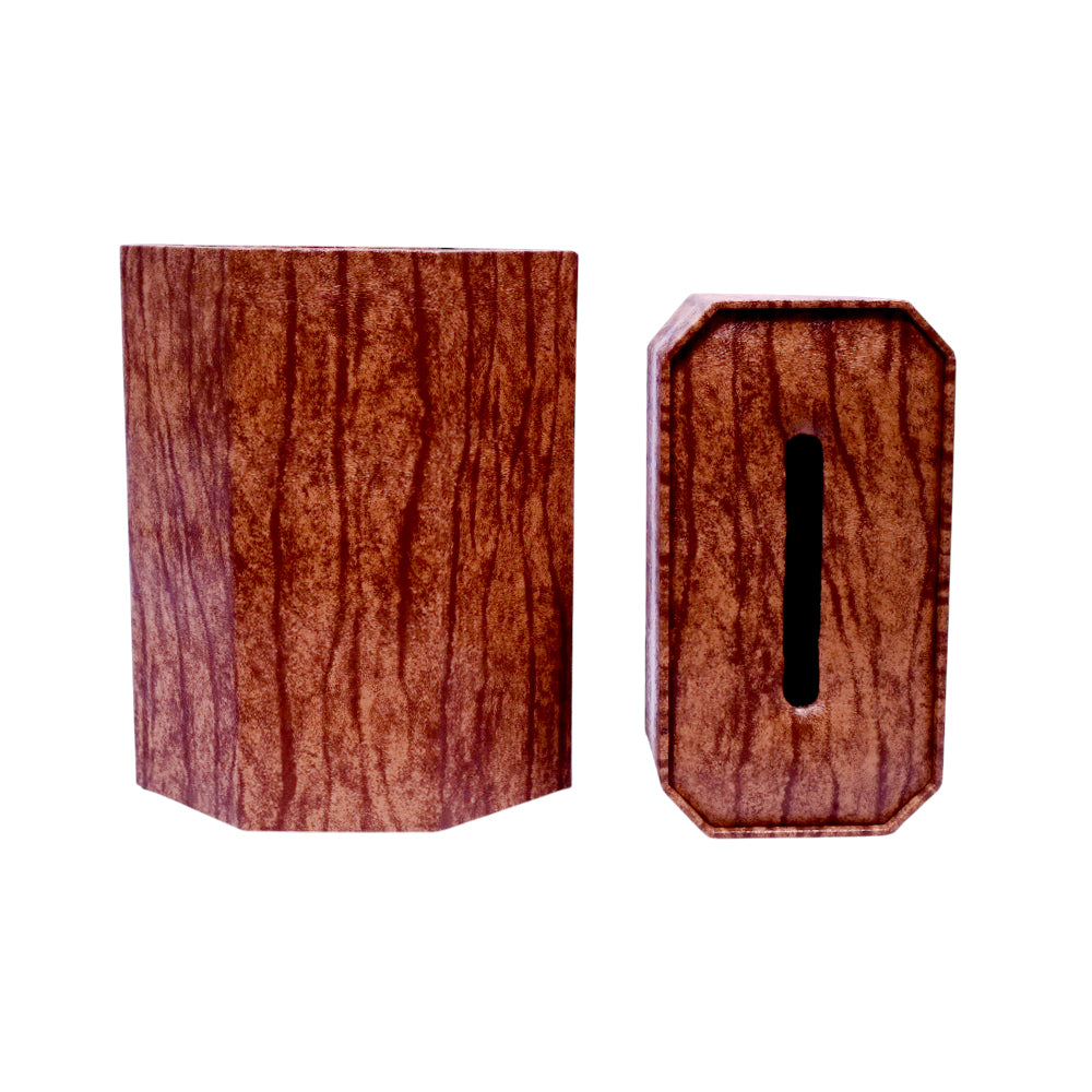 DUSTBIN & TISSUE BOX SET LEATHER LS-27 Default Title - MamasJan Decoration