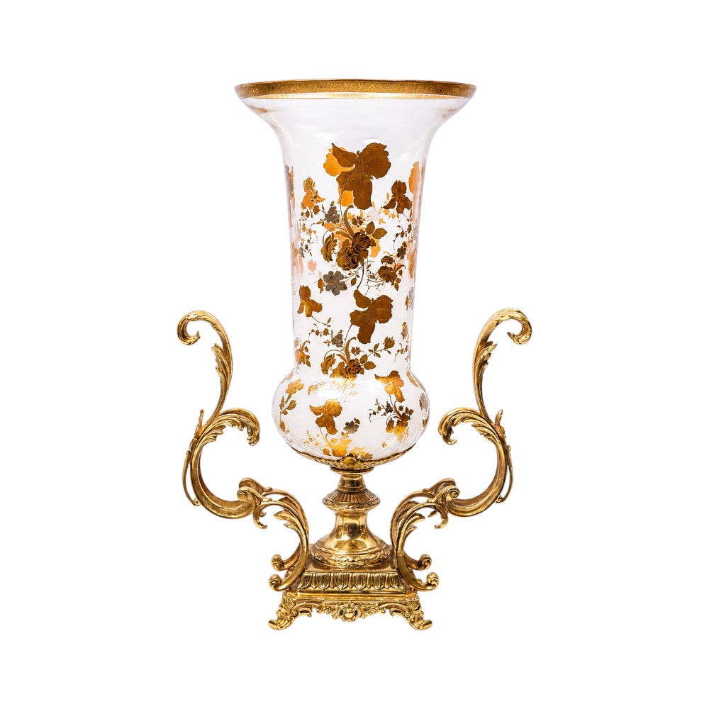 VASE CRYSTAL BRASS IR H-V168-21013 JS1808-737JB Default Title - MamasJan Decoration