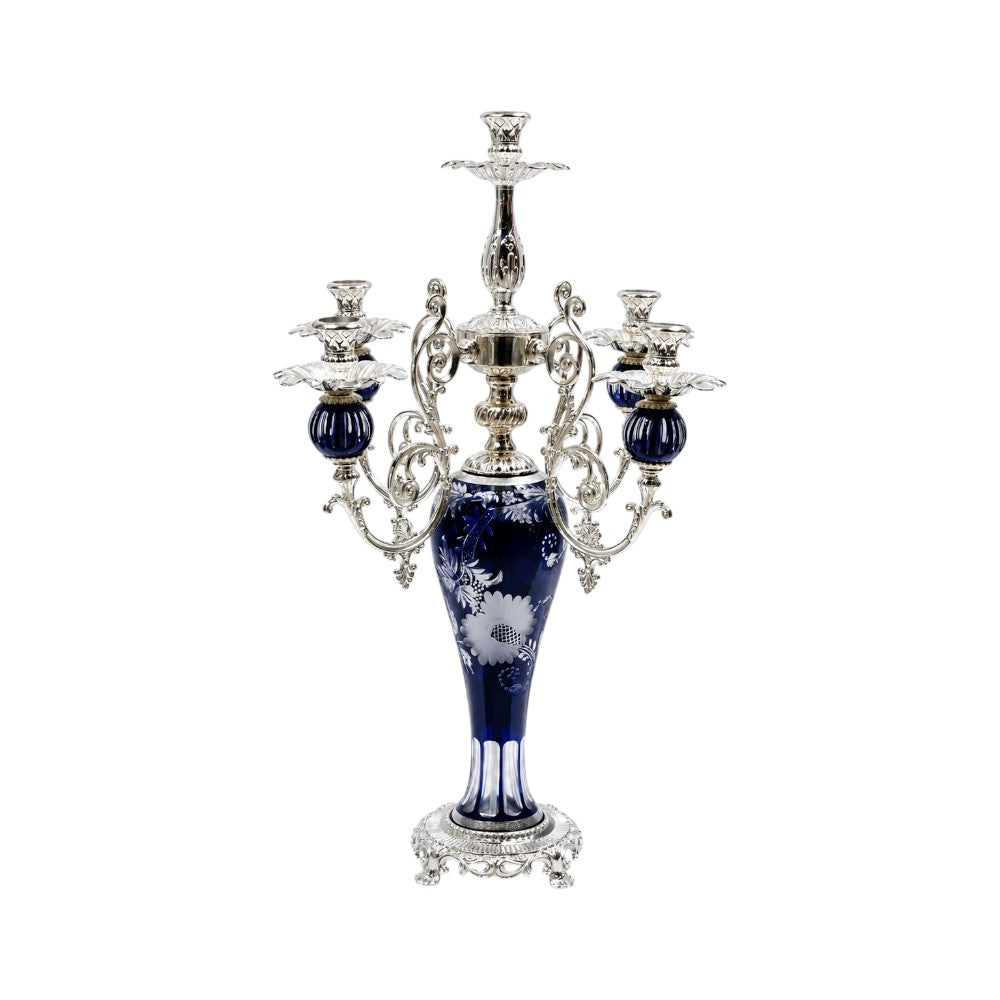 CANDLE STAND CRYSTAL BRASS IR XM29-1 JSA03-A32 Default Title - MamasJan Decoration