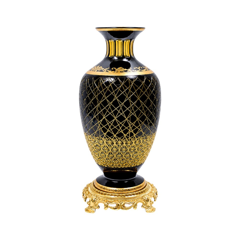 VASE CRYSTAL BRASS IR E8-V1084-2 JSA19-A32 Default Title - MamasJan Decoration
