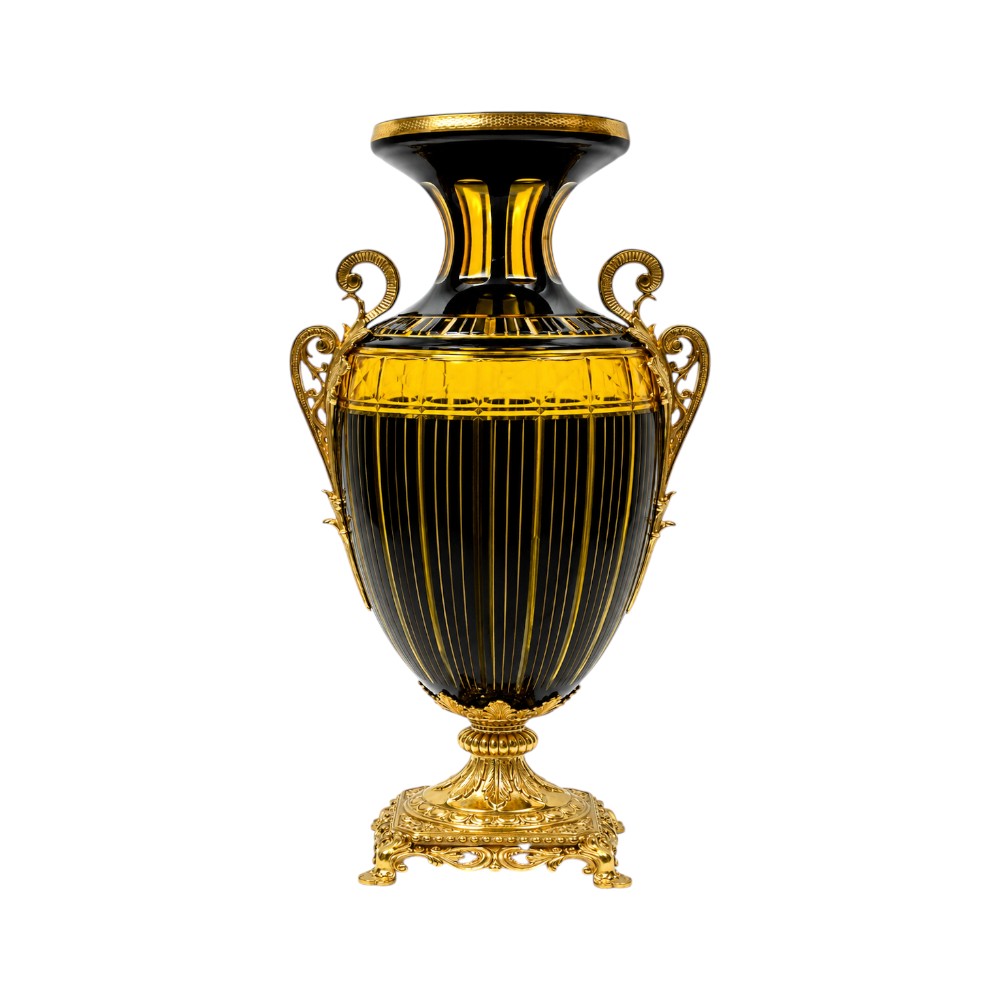 VASE CRYSTAL BRASS IR E9-V21042-3 JSA24-A32 Default Title - MamasJan Decoration