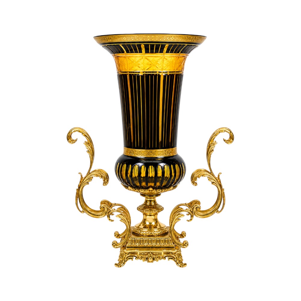 VASE CRYSTAL BRASS IR H-V168-21013 JSA24-A32 Default Title - MamasJan Decoration