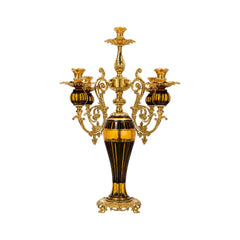 CANDLE STAND CRYSTAL BRASS IR XM29-1 JSA24-A32 Default Title - MamasJan Decoration