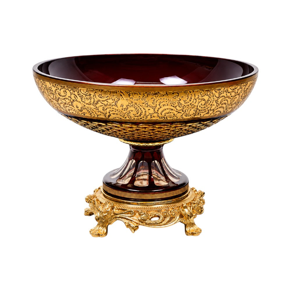 BOWL CRYSTAL BRASS IR E8-B3045-1 J504-C38 Default Title - MamasJan Decoration