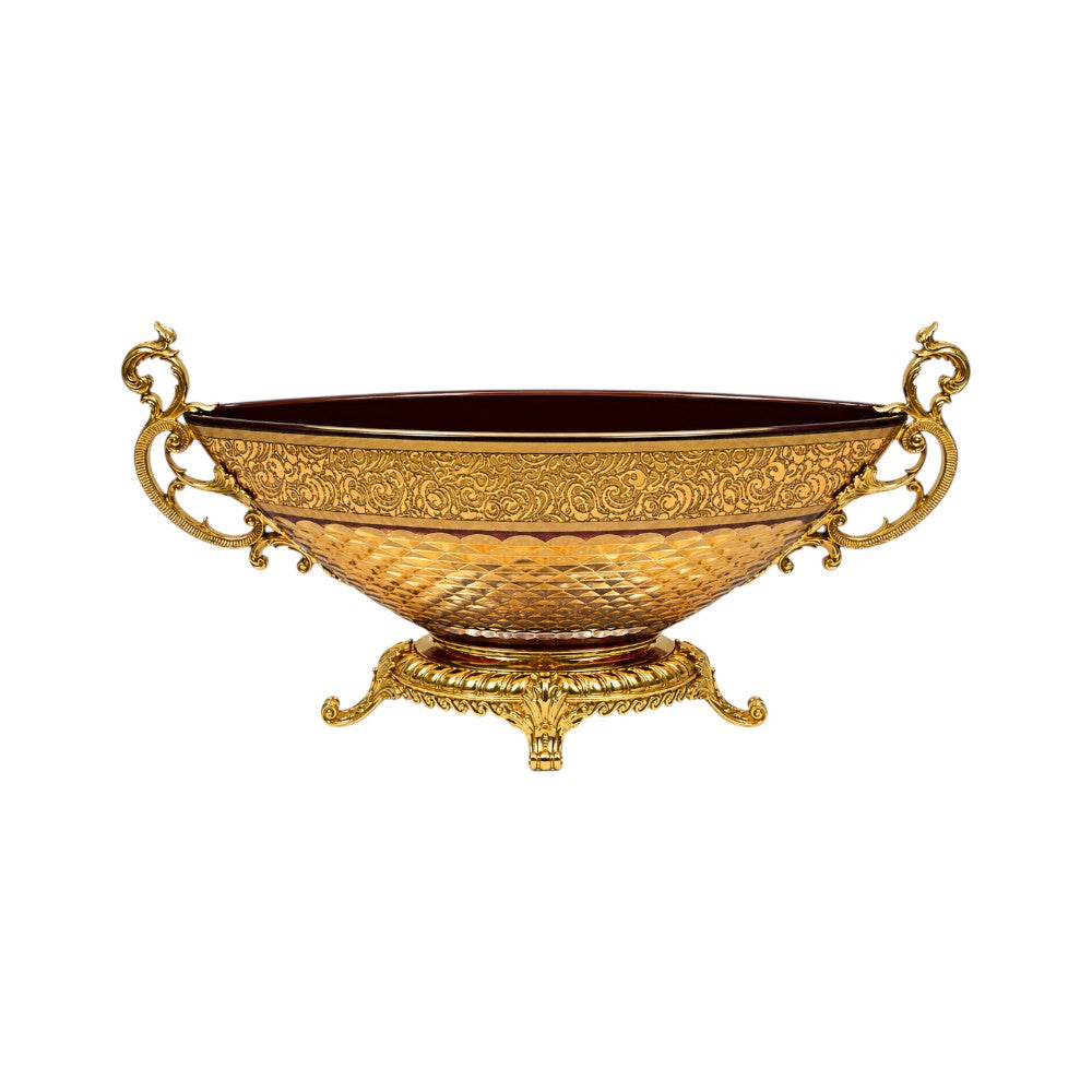 BOWL CRYSTAL BRASS IR H-B44-3037 J504-C38 Default Title - MamasJan Decoration