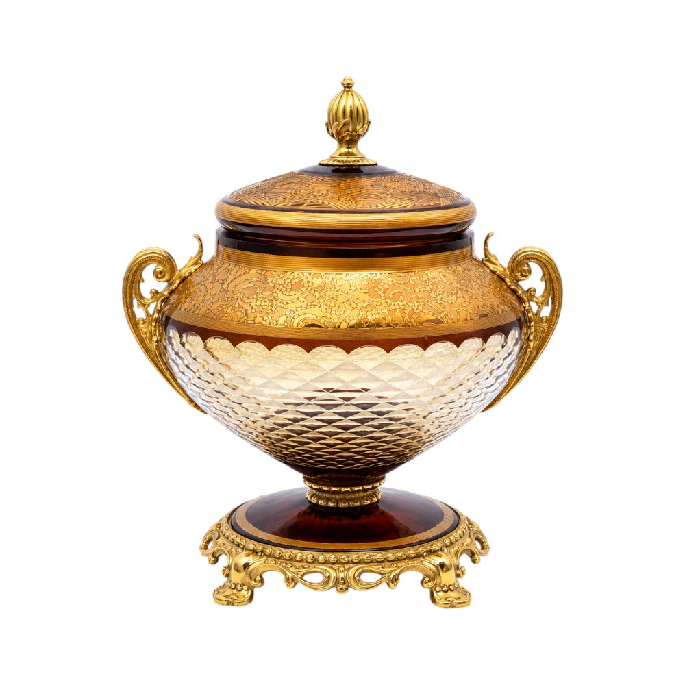 BOWL CANDY CRYSTAL BRASS IR H-J48-2045 J504-C38 Default Title - MamasJan Decoration