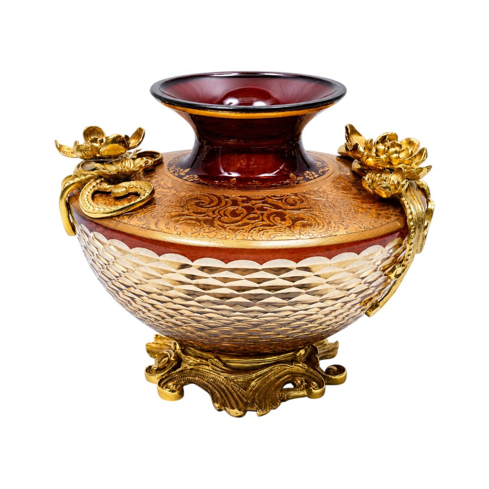 VASE CRYSTAL BRASS IR E8-VGC1108-1 J504-C38 Default Title - MamasJan Decoration