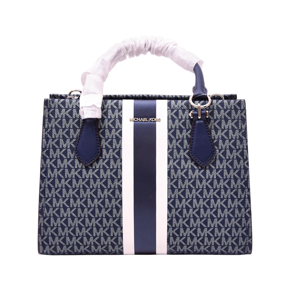 MK SIGNATURE HANDCARRY CROSSBODY BAG 35F5S6AS6V NVY (IR) Default Title - MamasJan Ladies Shoes & Bags