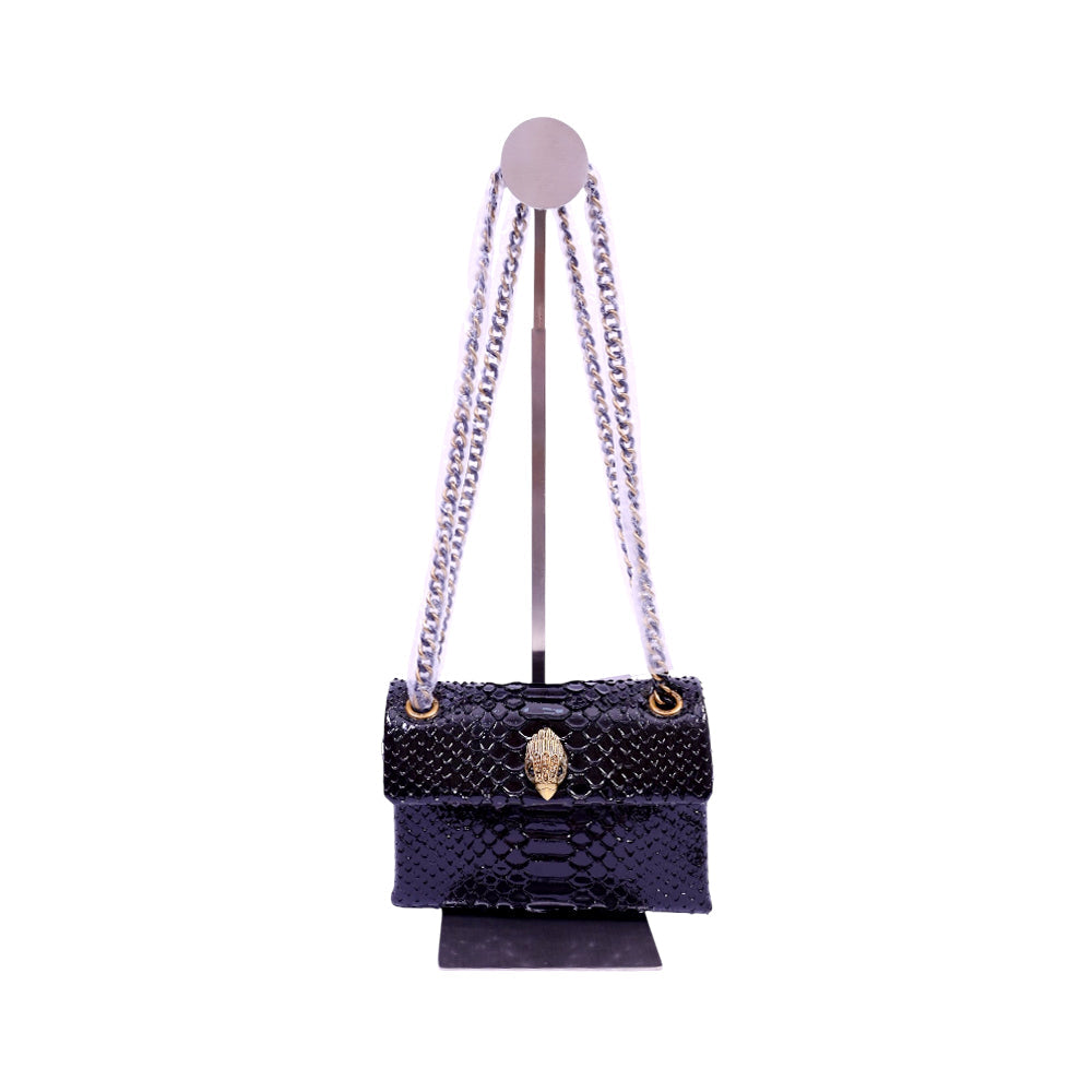 KURT GEIGER SNAKE PRINT BLACK LEATHER KENSINGTON (MINI) BAG Default Title - MamasJan Ladies Shoes & Bags