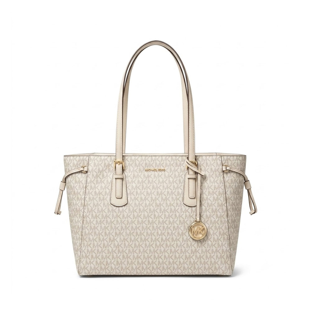MK SIGNATURE TOTE BAG 35R6GV6T7B VOYAGER CREAM MULTI (IR) Default Title - MamasJan Ladies Shoes & Bags