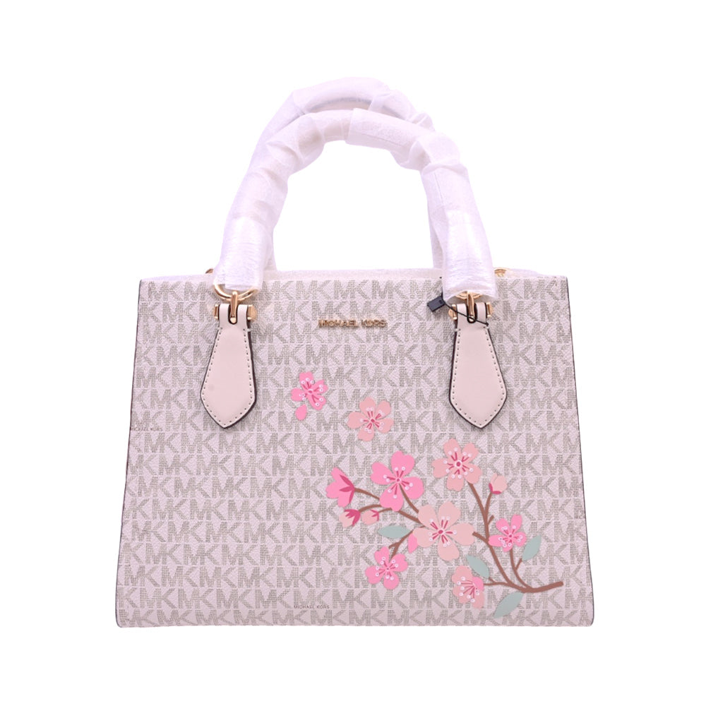 MK MD SATCHEL BAG 35S6G6AS61 MARILYN LT CREAM MULTI (IR) Default Title - MamasJan Ladies Shoes & Bags