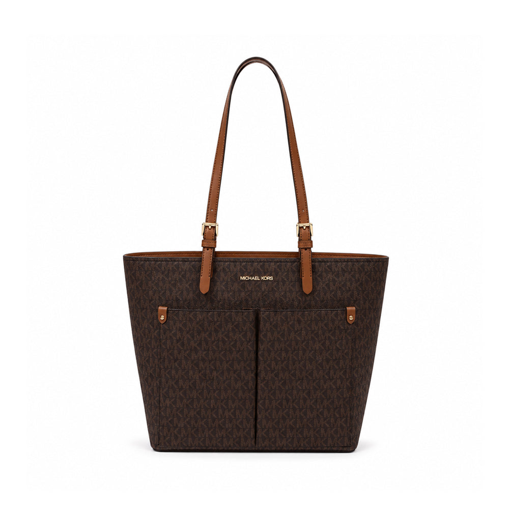 MK JET SET TRAVEL DBL POCKET TOTE BAG 35F3GTVT3B BROWN SIG Default Title - MamasJan Ladies Shoes & Bags