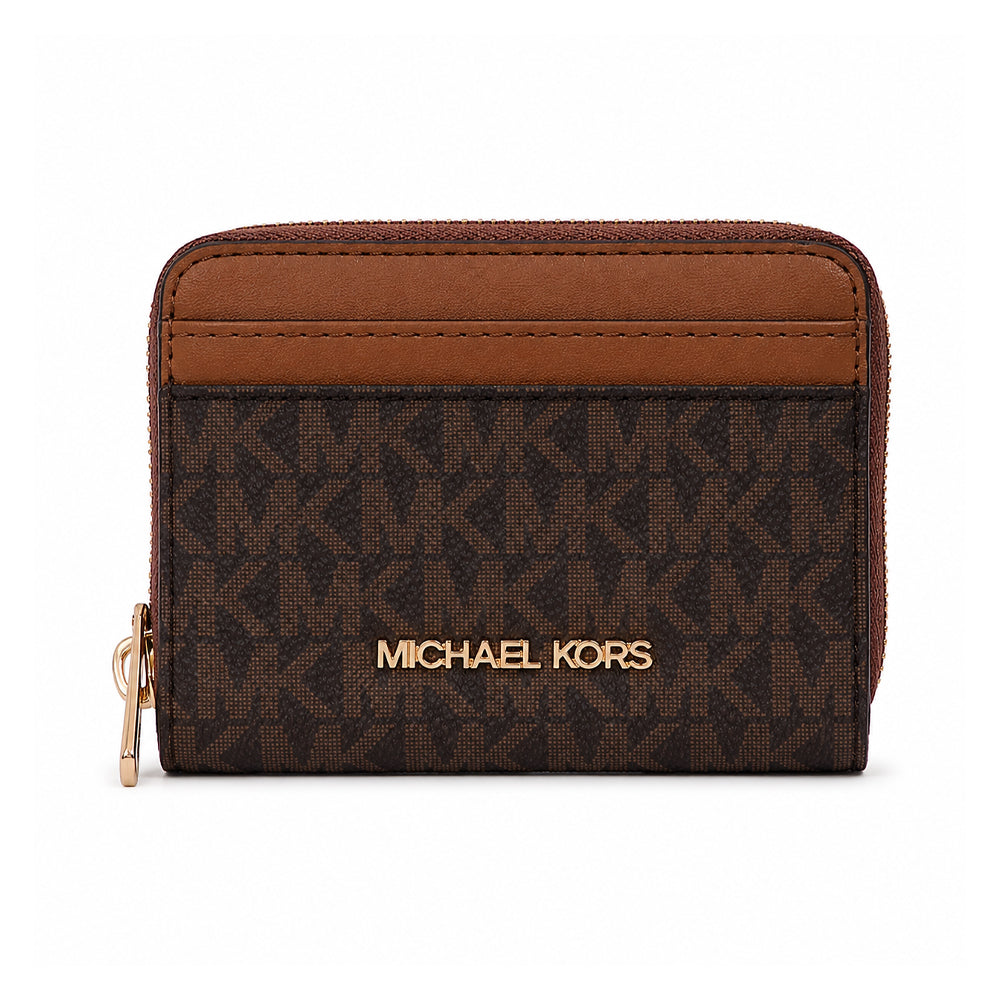 MK JET SET TRAVEL CARD HOLDER 35H9GTVZ2B BROWN SIG (IR) Default Title - MamasJan Ladies Shoes & Bags