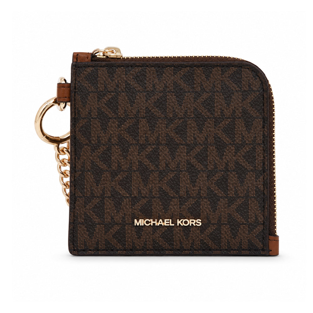 MK JET SET TRAVEL WITH CHAIN CARD HOLDER 35S6GTVC6B BROWN S Default Title - MamasJan Ladies Shoes & Bags
