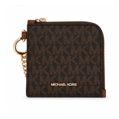 MK JET SET TRAVEL WITH CHAIN CARD HOLDER 35S6GTVC6B BROWN S Default Title - MamasJan Ladies Shoes & Bags