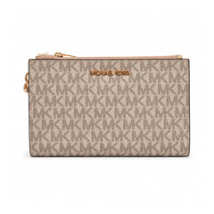MK DOUBLE ZIP WALLET WRST 35H1GTVW3V PALE GOLD (IR) Default Title - MamasJan Ladies Shoes & Bags
