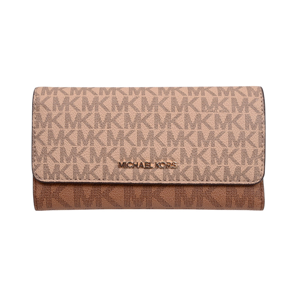 MK JET SET TRAVEL TRIFOLD WALLET 35S5GTVF3B CAMEL MULTY (IR) Default Title - MamasJan Ladies Shoes & Bags
