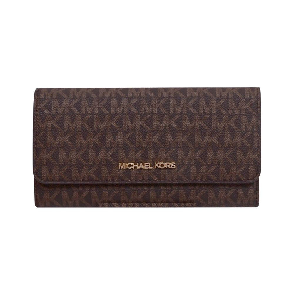 MK JET SET TRAVEL TRIFOLD WALLET 35F8GTVF3B BROWN SIG (IR) Default Title - MamasJan Ladies Shoes & Bags