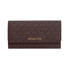 MK JET SET TRAVEL TRIFOLD WALLET 35F8GTVF3B BROWN SIG (IR) Default Title - MamasJan Ladies Shoes & Bags