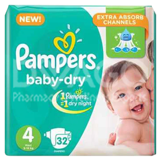 PAMPERS BABY DIAPERS 4 MAXI 32PCS