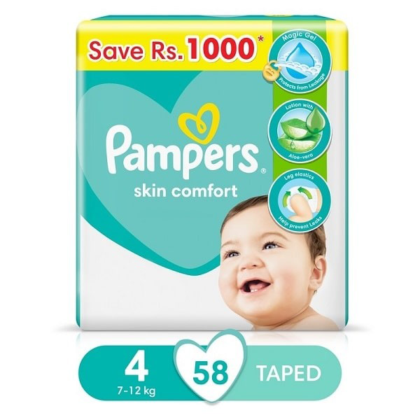 PAMPERS BABY DIAPERS 4 MAXI 58PCS
