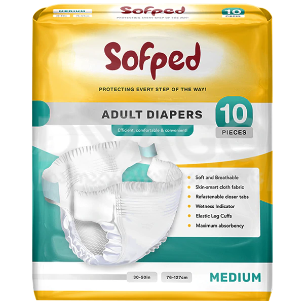 Sofped Adult Diapers Size Medium 10Pcs