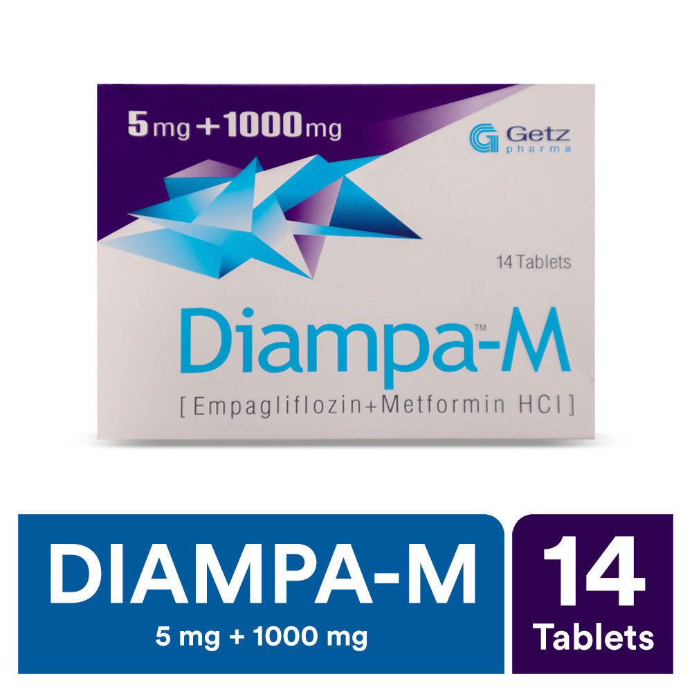 Diampa-M Tablets 5mg/1000mg (1 Box = 2 Strips) (1 Strip = 7 Tablets)
