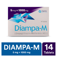 Diampa-M Tablets 5mg/1000mg (1 Box = 2 Strips) (1 Strip = 7 Tablets)