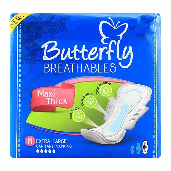Butterfly Breathables Maxi Thick Sanitary Pads Long 8 Pcs