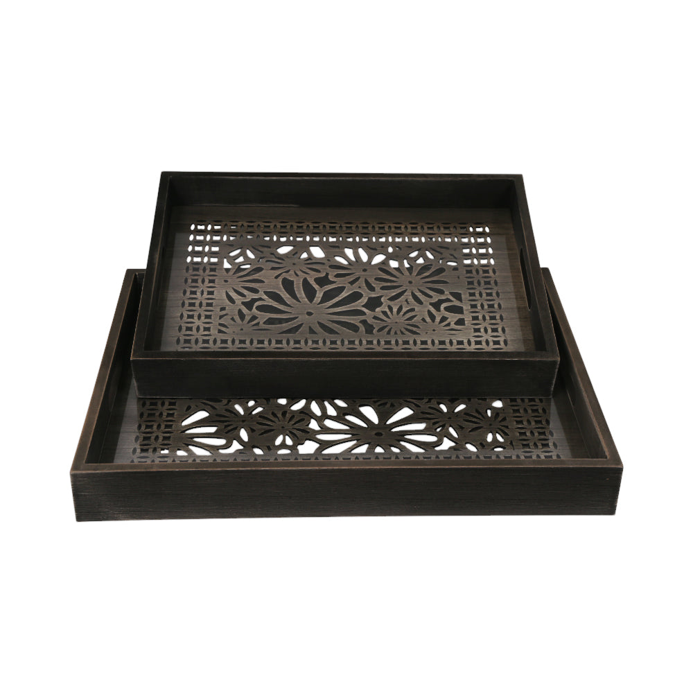 TRAY SET 2PC WOODEN IR 17Z115 Default Title - MamasJan Crockery