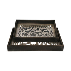 TRAY SET 2PC WOODEN IR 17Z116 Default Title - MamasJan Crockery