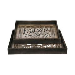 TRAY SET 2PC WOODEN IR 17Z117 Default Title - MamasJan Crockery