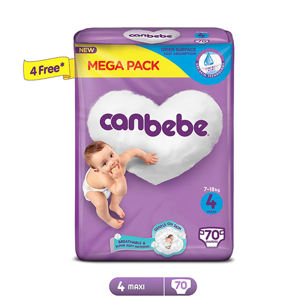 Canbebe Comfort Dry Diapers Mega Pack Maxi Size 4 70Pcs