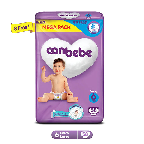 Canbebe Comfort Dry Diapers Mega Pack E Large Size 6 58 Pcs