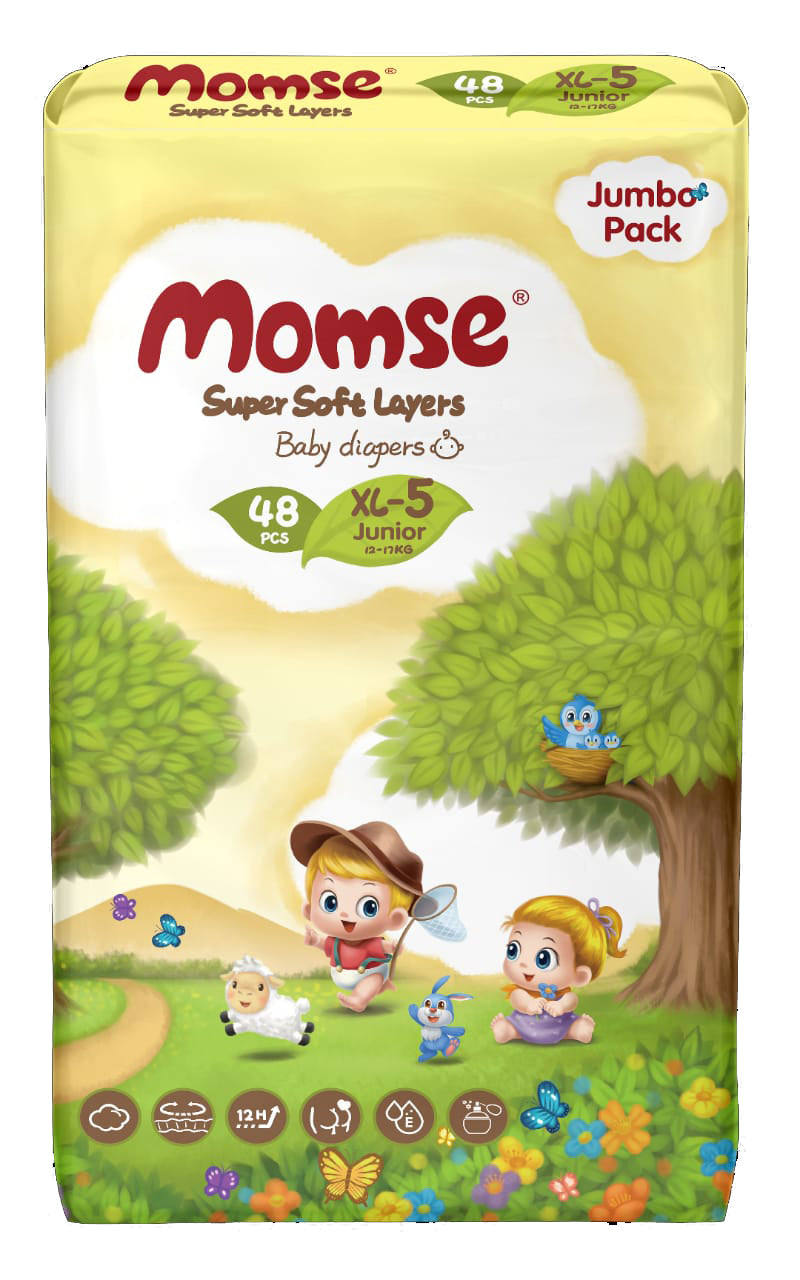 Momse Baby Diapers Jumbo Pack X-Large size 5 48Pcs