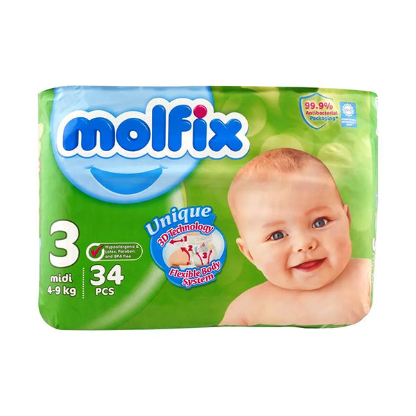 Molfix Diapers 3D Midi Size 3 34Pcs