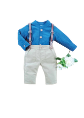 BOYS L/S 3PC SHIRT GALAS PANT SUIT MZW-24 3-4 YEAR 249-002B Default Title - MamasJan KidsWear