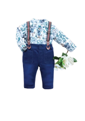BOYS L/S 3PC SHIRT GALAS PANT SUIT MZW-24 0-3M 249-005A Default Title - MamasJan KidsWear
