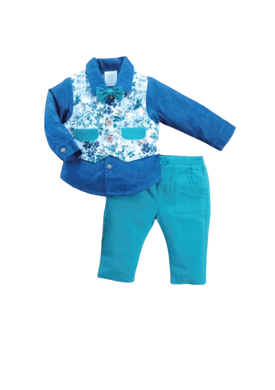 BOYS L/S 3PC PANT SHIRT SUIT MZW-24 3-4 YEAR 249-006B 3-4 year - MamasJan KidsWear