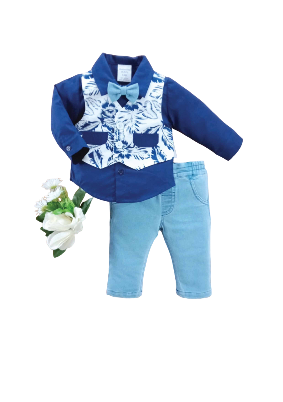 BOYS L/S 3PC PANT SHIRT SUIT MZW-24 3-4 YEAR 249-009B Default Title - MamasJan KidsWear
