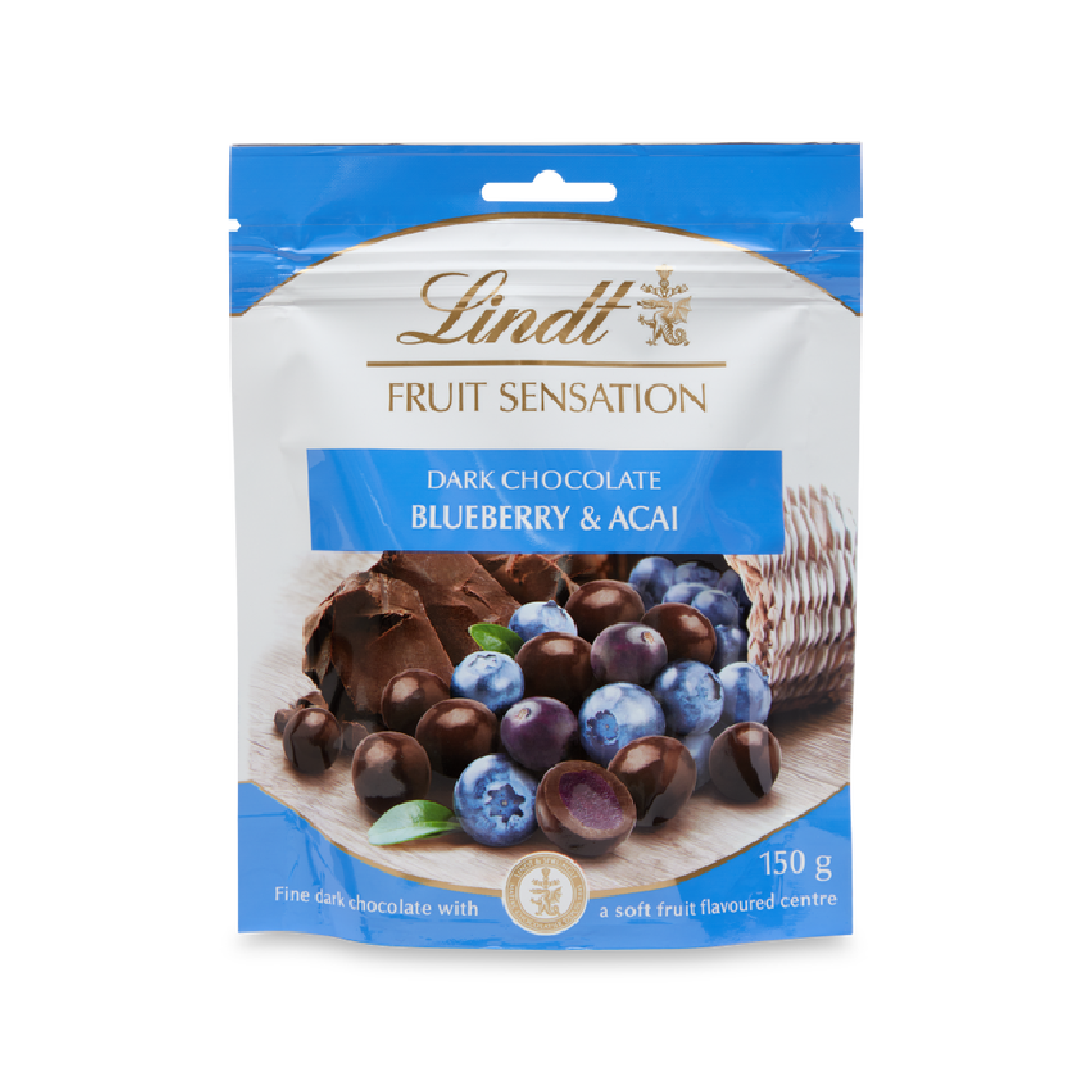 LINDT CHOCOLATE BALLS FRUIT SENSATION POUCH BLUE 150 GM Default Title - MamasJan Grocery Food