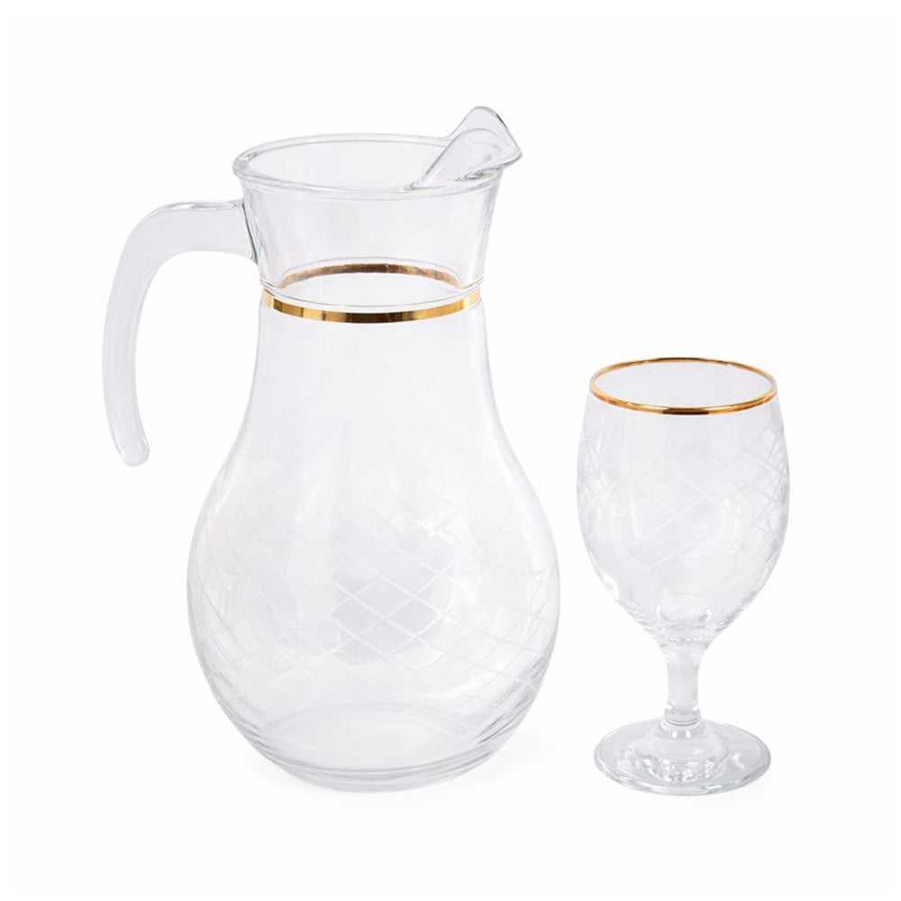 WATER SET 7PC PSB HAND CUT GOLD BISTRO 96933-B072 Default Title - MamasJan Crockery