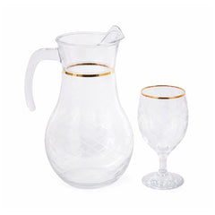 WATER SET 7PC PSB HAND CUT GOLD BISTRO 96933-B072 Default Title - MamasJan Crockery