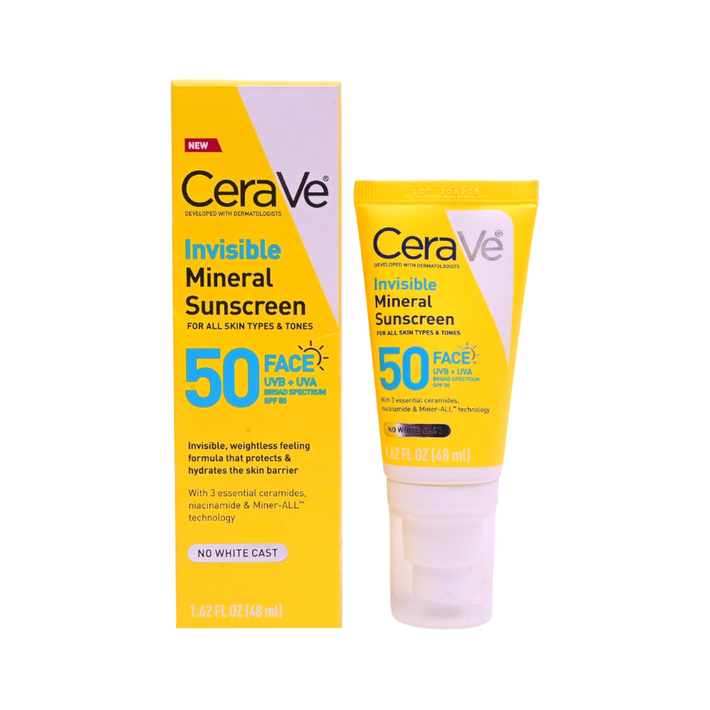 CERAVE INVISIBLE MINERAL SUNSCREEN SPF50 48ML Default Title - MamasJan Makeup
