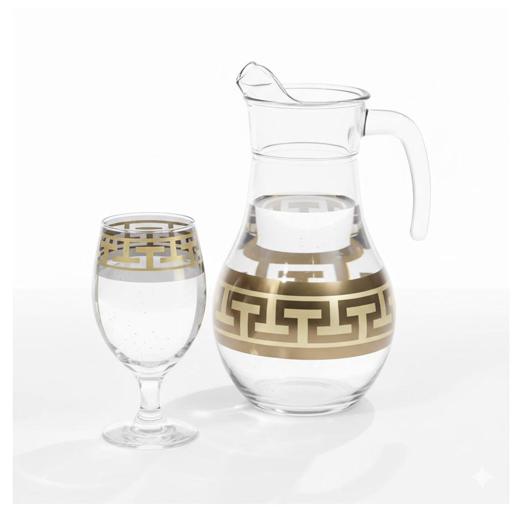 WATER SET 7PC PSB HAND CUT GOLD BISTRO 96817-HGB022 Default Title - MamasJan Crockery