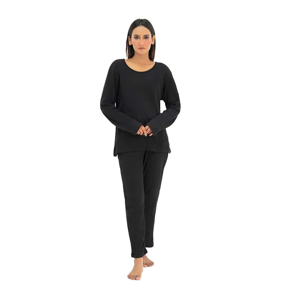 BELLEZA WINTER PAJAMA SUIT PJW005 BLACK / M - MamasJan Lingerie