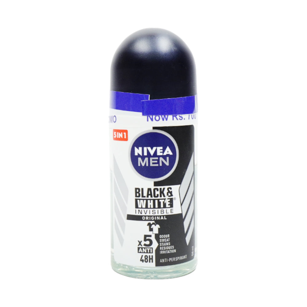 NIVEA MEN ROLL ON BLACK & WHITE INVISIBLE ORIGINAL 72H 50 ML Default Title - MamasJan Grocery Nonfood
