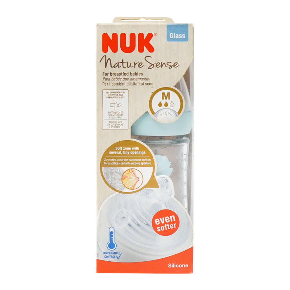 NUK FEEDING BOTTLE NS GLASS WHITE SILICONE 240 ML 10745117 Default Title - MamasJan Grocery Nonfood
