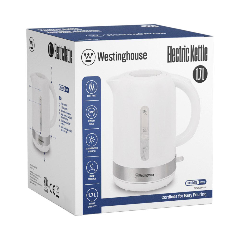 WESTINGHOUSE ELECTRIC KETTLE 1.7 LTR SIMPLE LIFE WKWK3058WH Default Title - MamasJan Electronics